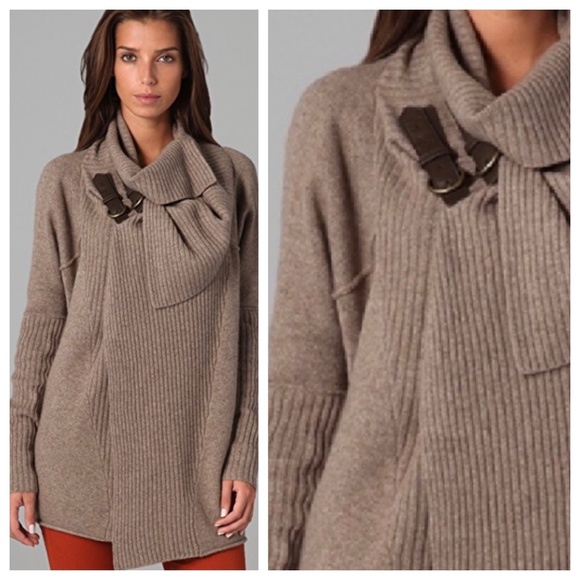 Brochu Walker | Wrap Cardigan Wool Cashmere Blend | Dark Gray | M - Picture 2 of 10